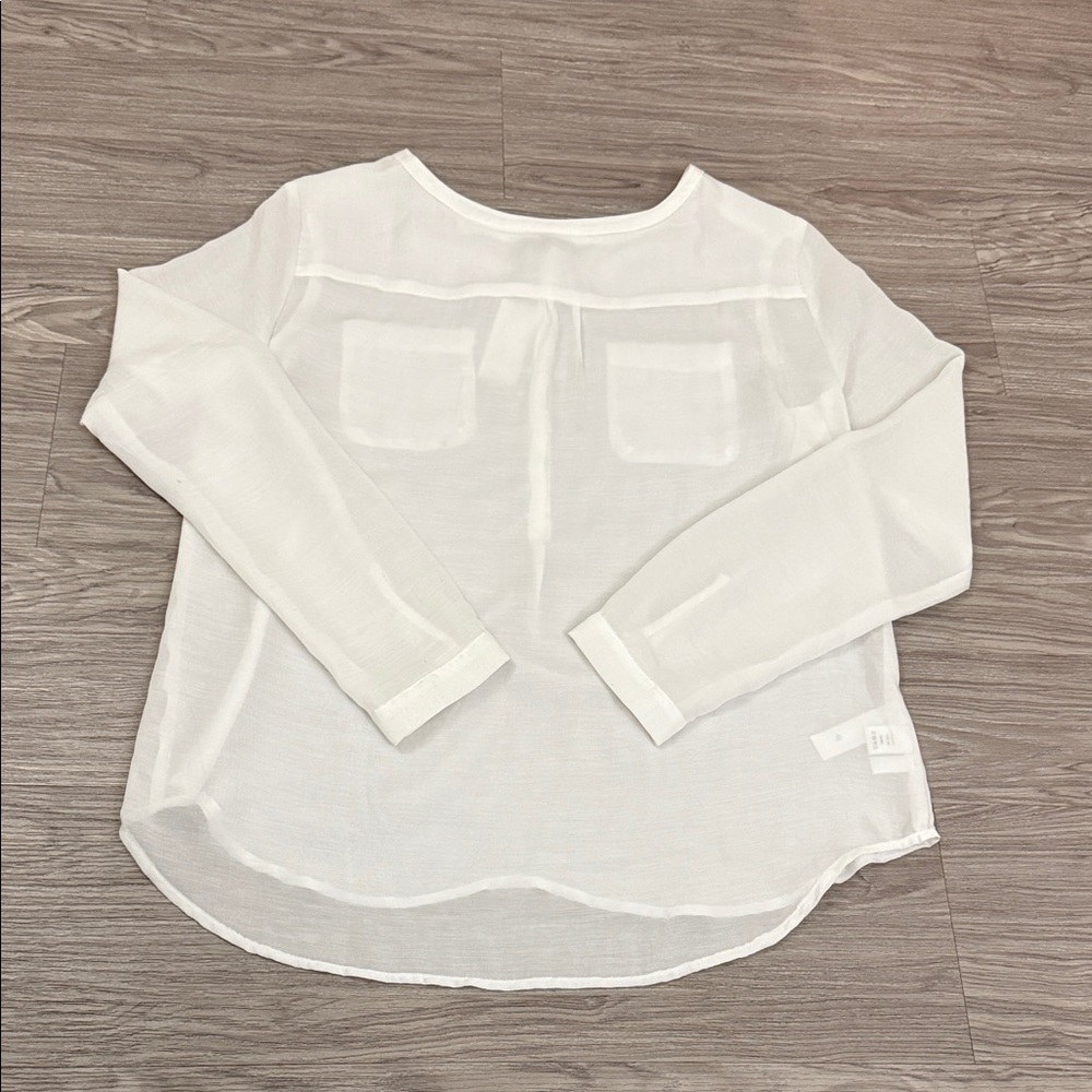 LOFT Ann Taylor Ivory Button-Front Blouse Size M - Picture 7 of 10